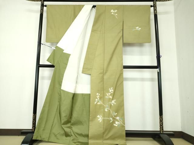 平和屋着物○本加賀友禅作家 成竹登茂男 白山紬 訪問着 枝花文 正絹