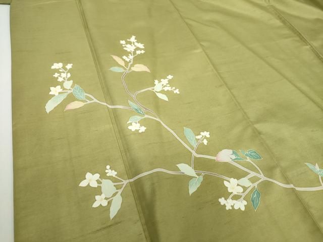 平和屋着物○本加賀友禅作家 成竹登茂男 白山紬 訪問着 枝花文 正絹