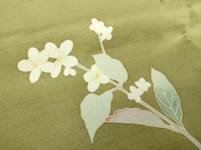 平和屋着物○本加賀友禅作家 成竹登茂男 白山紬 訪問着 枝花文 正絹