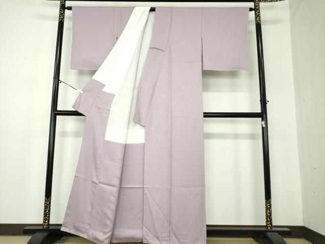 平和屋着物○上質な色無地 堅牢染 風花 浅紫色 証紙付き 正絹 逸品 未