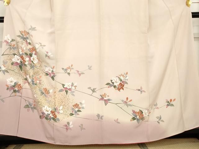 平和屋着物○訪問着 友禅 枝花文 暈し染め 金彩 正絹 逸品 AABD6332cs