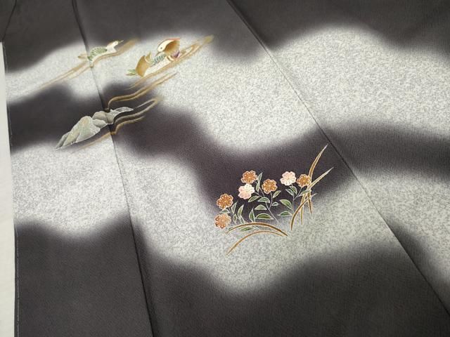 平和屋着物○京友禅の第一人者 松井青々 訪問着 鴛鴦 雪輪草花文 暈し