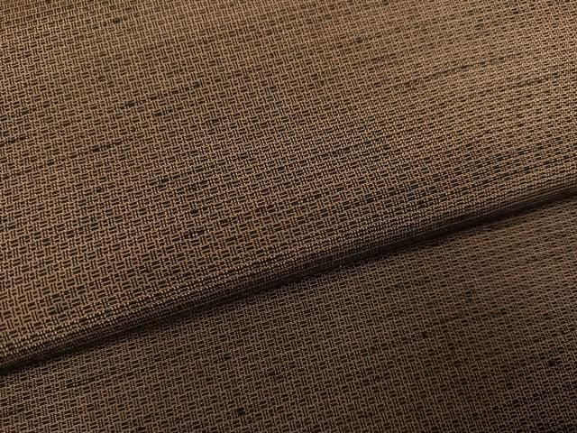 平和屋着物●男性 紬 アンサンブル 色無地 黄枯茶色 正絹 ♥ ph