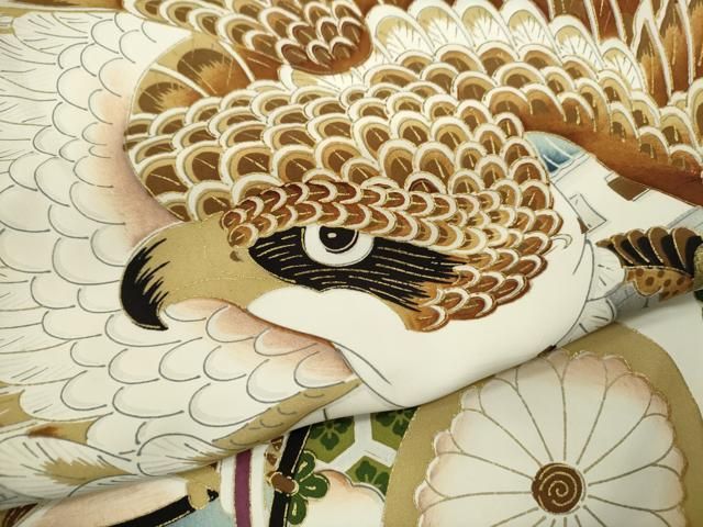 平和屋着物[]七五三　男の子　祝着・長襦袢セット　鷹　風景松文　金彩　逸品　CAAZ7141ze