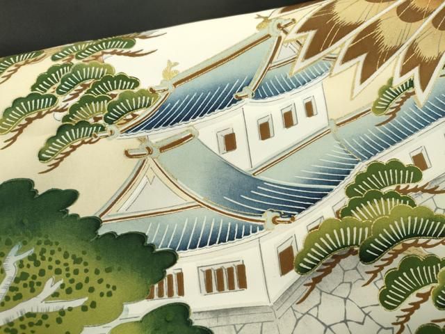 平和屋着物[]七五三　男の子　祝着・長襦袢セット　鷹　風景松文　金彩　逸品　CAAZ7141ze