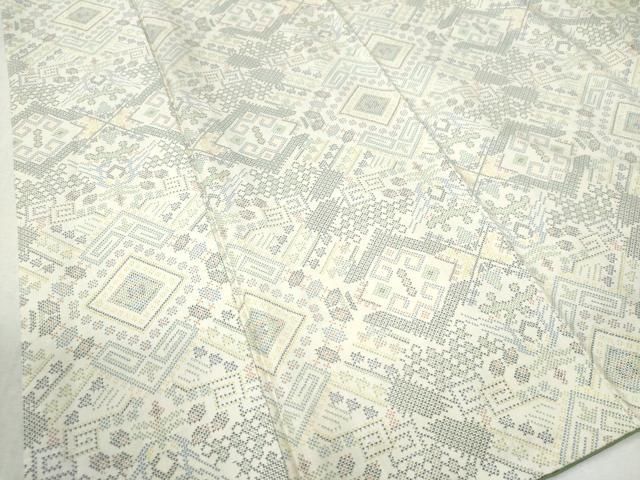 平和屋着物○本場大島紬 白大島 7マルキ 吉祥文 正絹 逸品 CAAZ3712yc