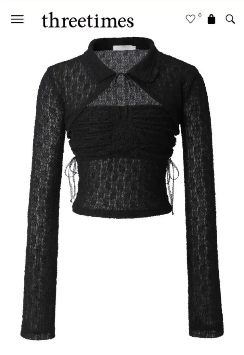 スリータイムズ ディアー ブラウス ブラック M