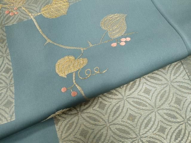 平和屋着物○訪問着 竹屋町刺繍 色紙吉祥南天蔦の葉文 金彩 正絹 逸品