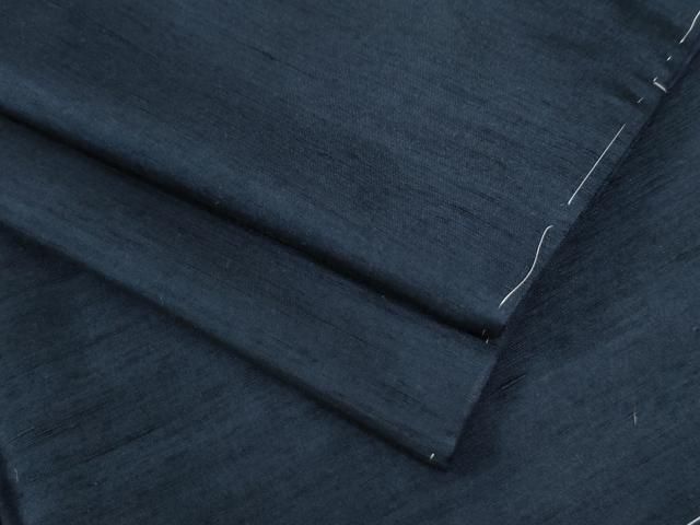 平和屋着物 男性 紬 色無地 留紺色 キングサイズ 正絹 yc