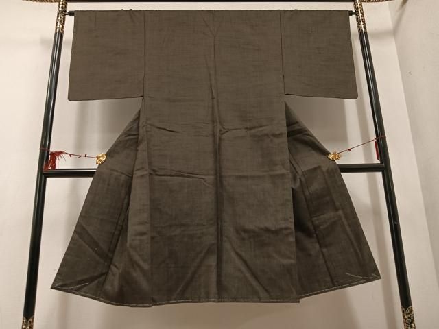 平和屋着物 男性 紬 アンサンブル 色無地 赤墨色 正絹 ph