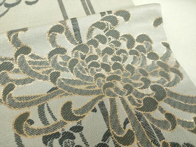 逸品 正絹 平和屋着物○九寸名古屋帯 市松草花文 八寸名古屋