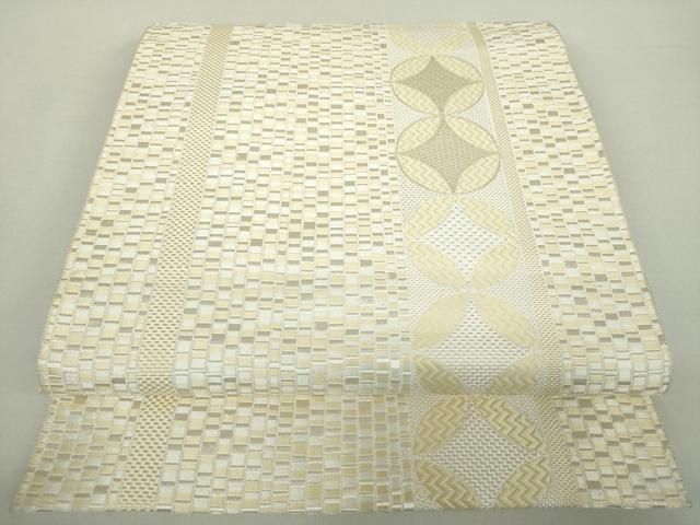 平和屋着物○本場筑前博多織 八寸名古屋帯 七宝間道 金糸 正絹 逸品