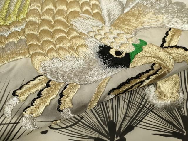 平和屋着物[]お宮参り 男の子 祝着 産着 初着 のしめ 手描き 鷹 松文