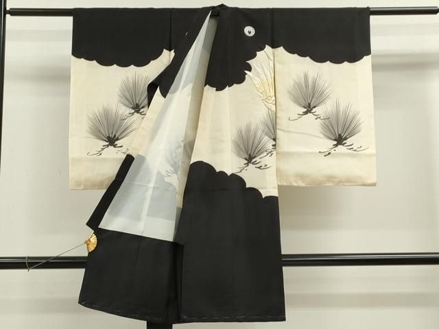 平和屋着物[]お宮参り 男の子 祝着 産着 初着 のしめ 手描き 鷹 松文