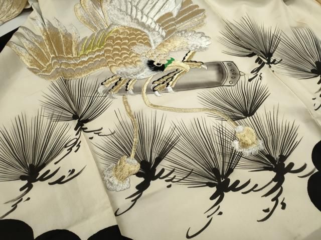 平和屋着物[]お宮参り 男の子 祝着 産着 初着 のしめ 手描き 鷹 松文