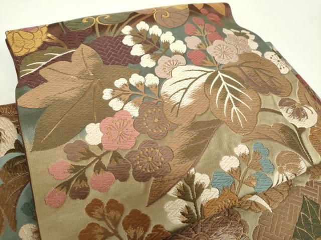 平和屋着物 青々庵 ワンタッチつけ帯 唐織 吉祥花文 金糸 正絹 ps
