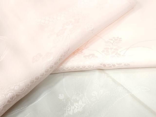 平和屋着物●長襦袢 無双仕立て 雪芝鹿の子竜田川枝花地紋 正絹 ♥ yc