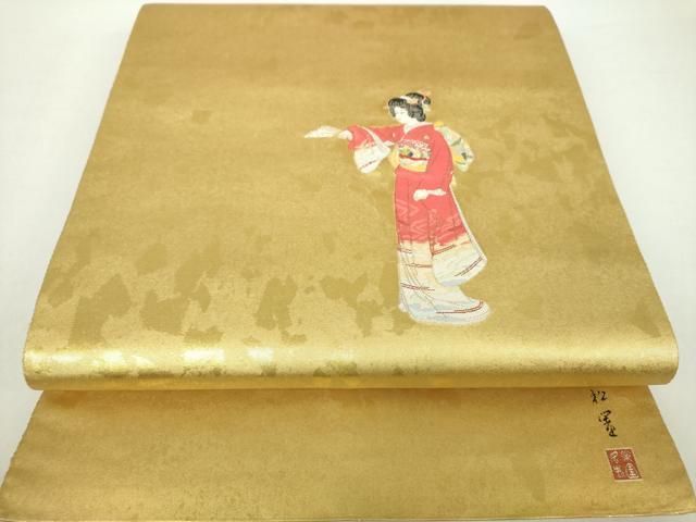 平和屋着物▽西陣 長嶋成織物 ながしま帯 上村松篁 太鼓柄袋帯