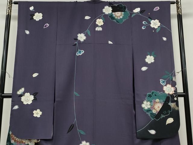 平和屋着物●豪華振袖　駒刺繍　舞桜文　暈し染め　金銀彩　正絹　逸品　CABA1997ut 平和屋着物○豪華振袖 駒刺繍 舞桜文 暈し染め 金銀彩 正絹 逸品