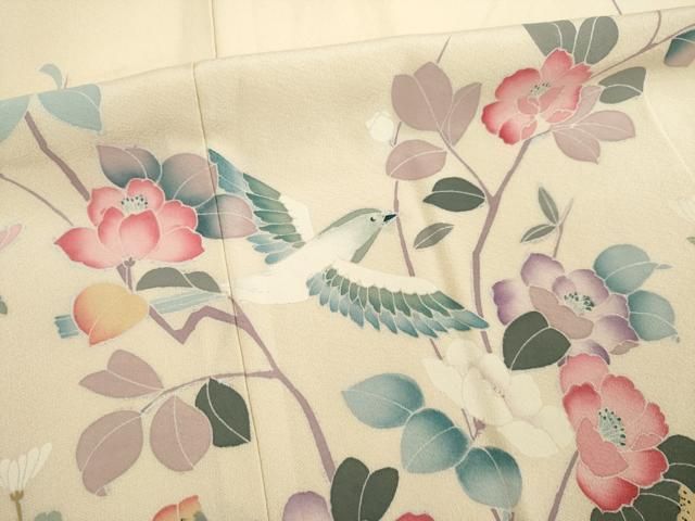 平和屋着物○訪問着 友禅 作家物 花鳥文 暈し染め 正絹 逸品