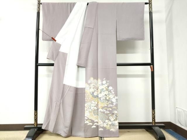 平和屋着物●色留訪問着　作家物　駒刺繍　短冊吉祥花松文　金彩　正絹　逸品　未使用　CAAZ3648yc 平和屋着物○色留訪問着 作家物 駒刺繍 短冊吉祥花松文 金彩 正絹 逸品