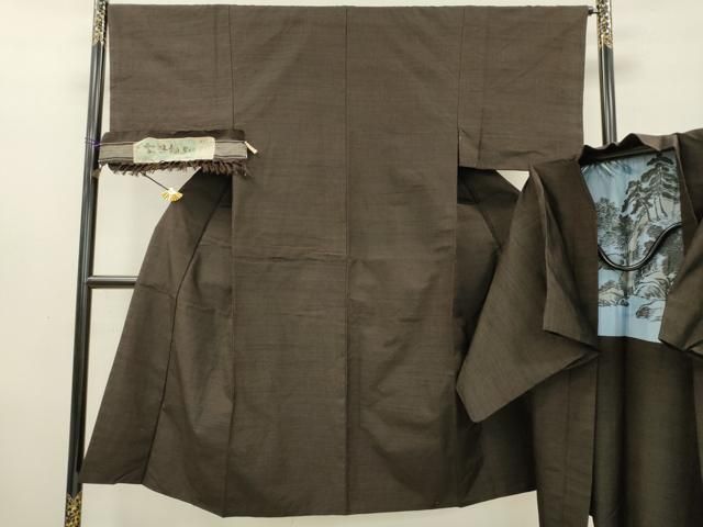平和屋着物 男性 雪風紬 アンサンブル 霞文 さが美扱い 反端付き 正絹 fe