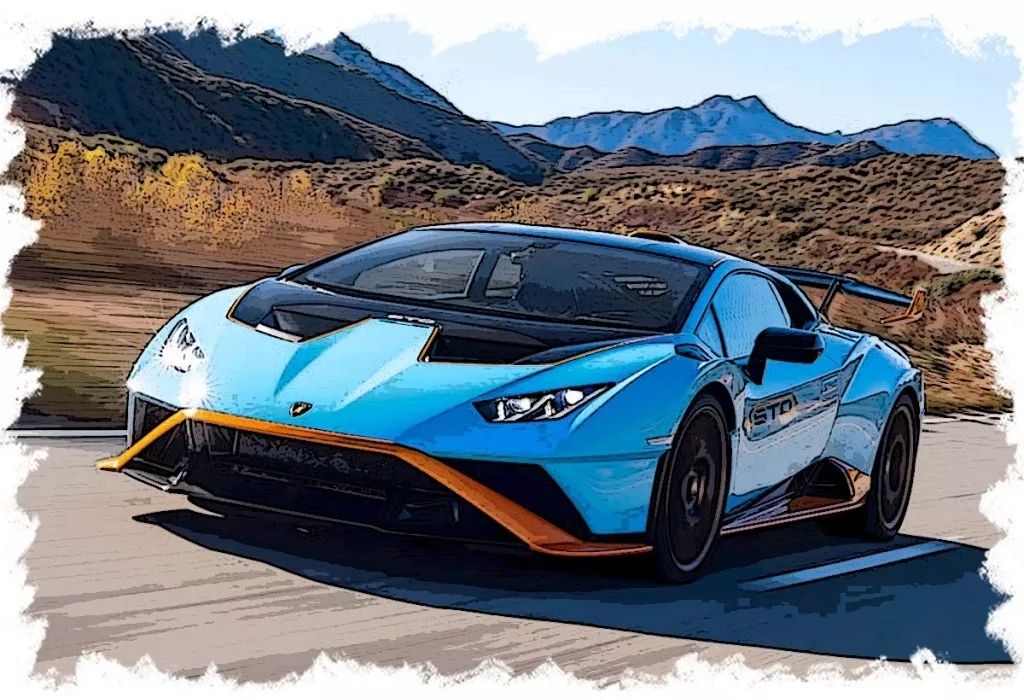 ミニカー 1 43 Lamborghini Huracan STO 2021 ブルーラウフェイ オレンジ EM 737 A