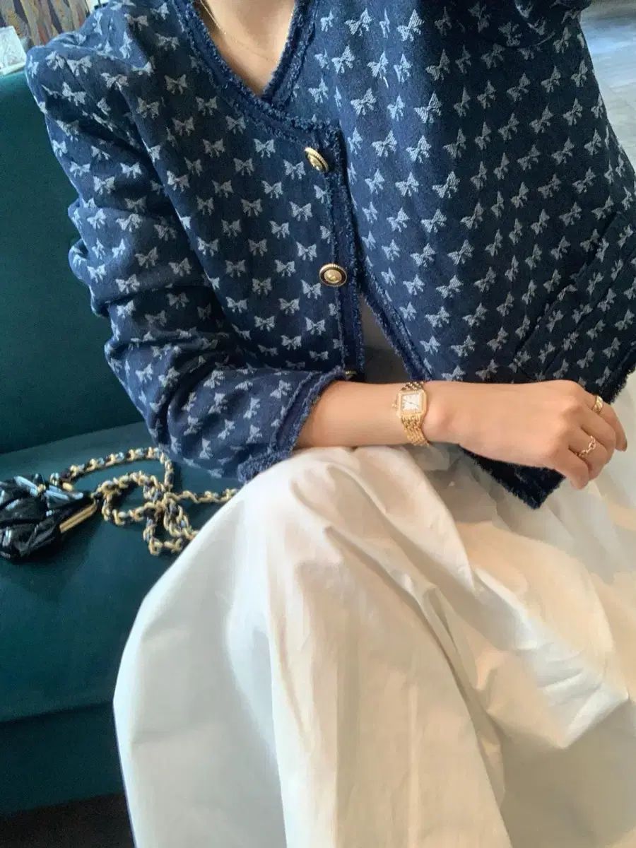 バイシーニ製作 リボンデニムツイード ジャケット