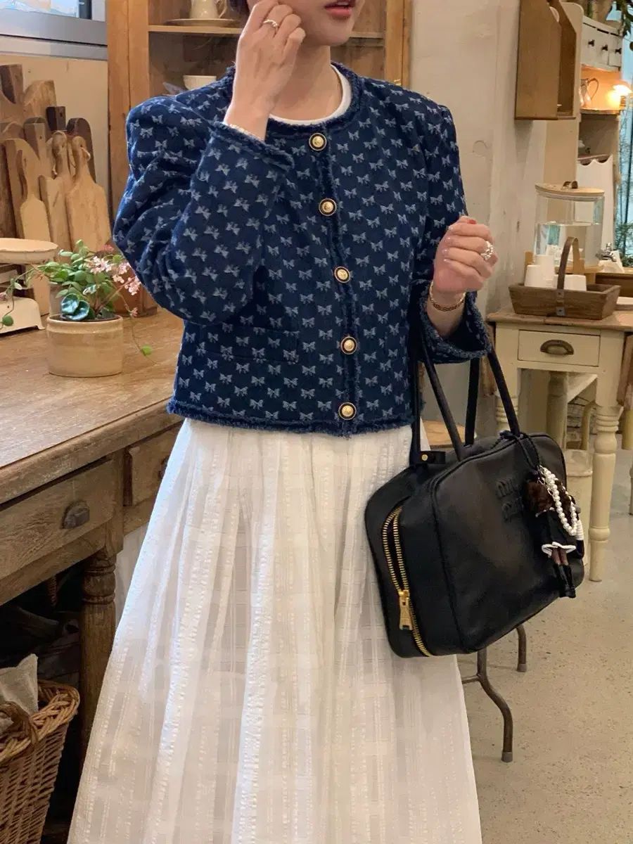 バイシーニ製作 リボンデニムツイード ジャケット