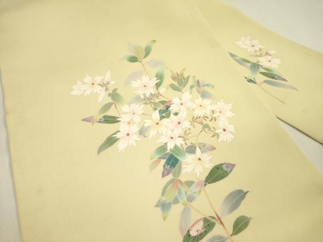 平和屋着物 塩瀬 九寸名古屋帯 作家物 友禅 草花 正絹 op