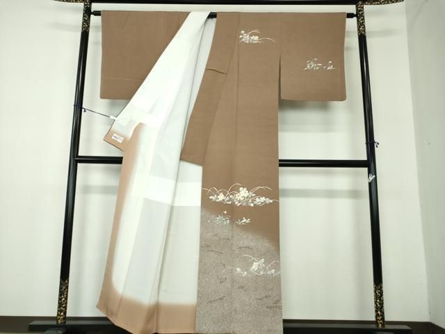 平和屋着物○訪問着 作家物 刺繍 草花文 たたき染め 金彩 やまと誂製