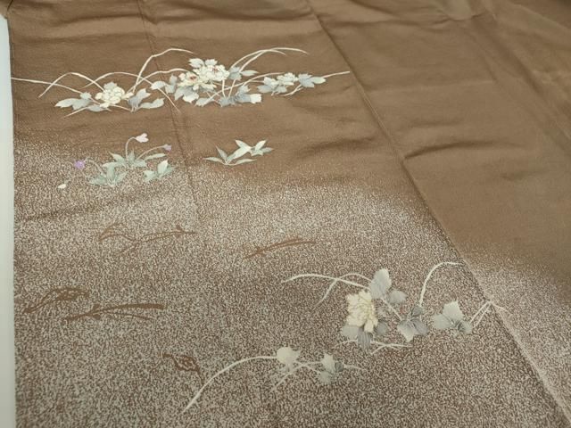 平和屋着物○訪問着 作家物 刺繍 草花文 たたき染め 金彩 やまと誂製