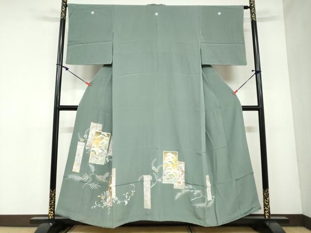 平和屋着物●豪華色留袖 駒刺繍 短冊草花文 金彩 鈴乃屋扱い 正絹 ud