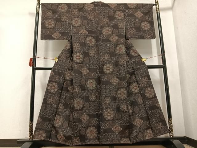 平和屋着物○本場大島紬 カタス7マルキ 花尽くし 正絹 逸品 未使用