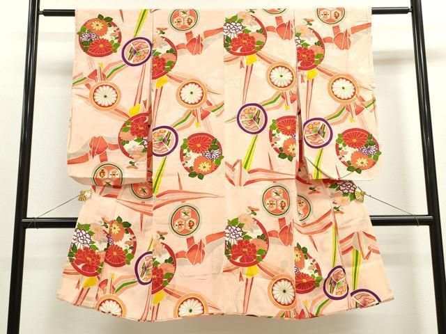 平和屋着物 アンティーク 大正ロマン 七五三 女の子 ７歳 祝着 四つ身 吉祥草花文 ze