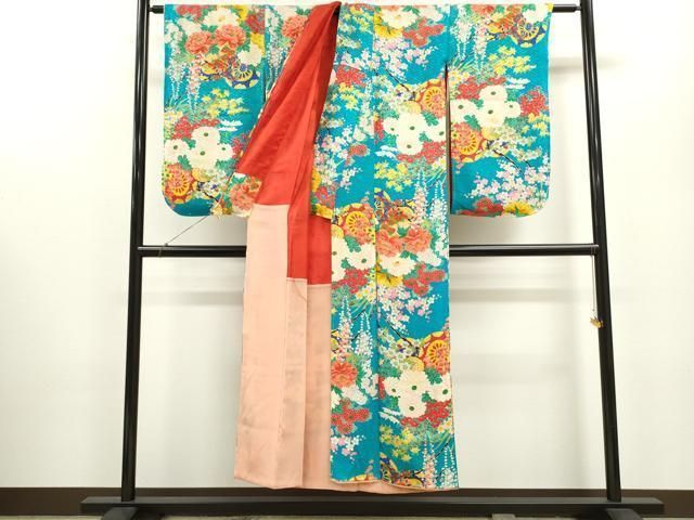 平和屋着物∵アンティーク 大正ロマン 女の子 十三参り 子供 祝着 花車文 ze