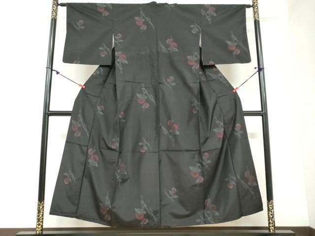 平和屋着物○本場大島紬 地空き 枝花文 さが美扱い 正絹 逸品