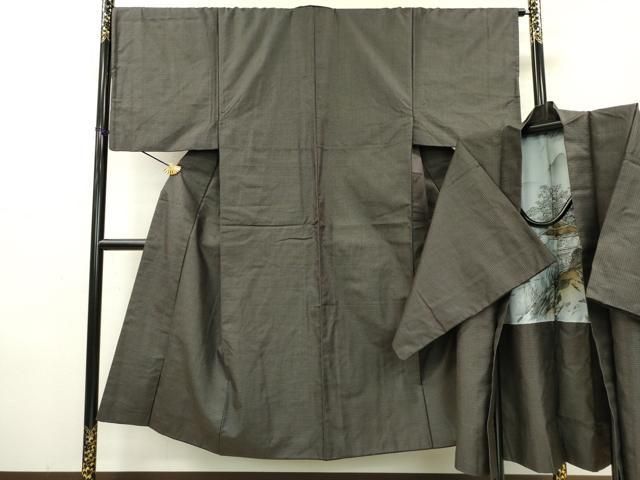 平和屋着物 男性 紬 アンサンブル 100亀甲 総詰め 正絹 fe