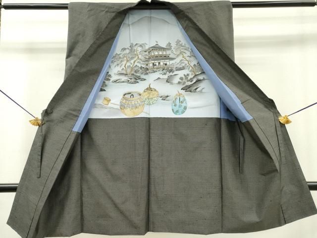 平和屋着物●本場大島紬　袖なし羽織セット　100亀甲　総詰め　正絹　逸品　DAAX9971fe 平和屋着物○本場大島紬 袖なし羽織セット 100亀甲 総詰め 正絹 逸品