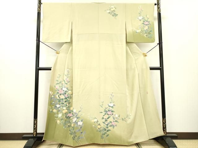 平和屋着物○十日町友禅 女流作家 遠田藤舟 訪問着 枝花 暈し染 正絹