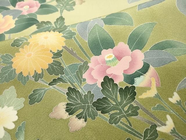 十日町友禅　女流作家【遠田藤舟】友禅染め訪問着　花唐草　上品な正絹 縮緬　未使用 十日町友禅 女流作家【遠田藤舟】友禅染め訪問着 花唐草 上品な正絹