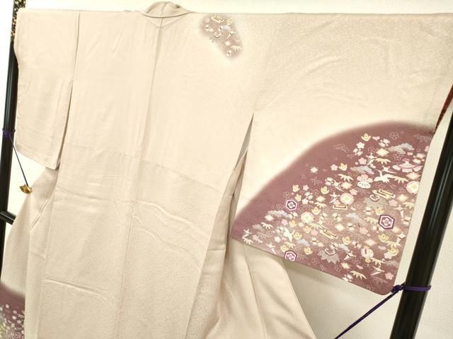 平和屋着物●訪問着　宝尽くし花鳥文　暈し染　金彩　ロング丈　正絹　逸品　DAAX9921fe 平和屋着物○訪問着 宝尽くし花鳥文 暈し染 金彩 ロング丈 正絹 逸品