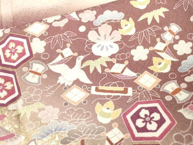 平和屋着物○訪問着 宝尽くし花鳥文 暈し染 金彩 ロング丈 正絹 逸品