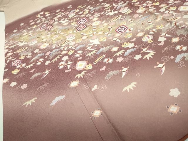 平和屋着物○訪問着 宝尽くし花鳥文 暈し染 金彩 ロング丈 正絹 逸品