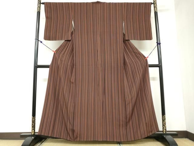 平和屋着物▽上質な小紋　単衣　斜縞　正絹　逸品　DAAT9749az 平和屋着物▽上質な小紋 単衣 斜縞 正絹 逸品 DAAT9749azの通販 by