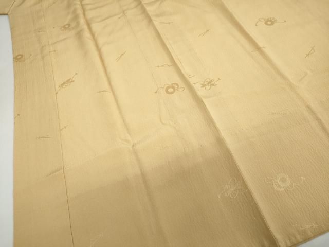  平和屋着物●長襦袢 無双仕立て 鼓敷松葉地紋 飴色 半衿刺繍 正絹 ud 長襦袢 長襦袢 半襦袢