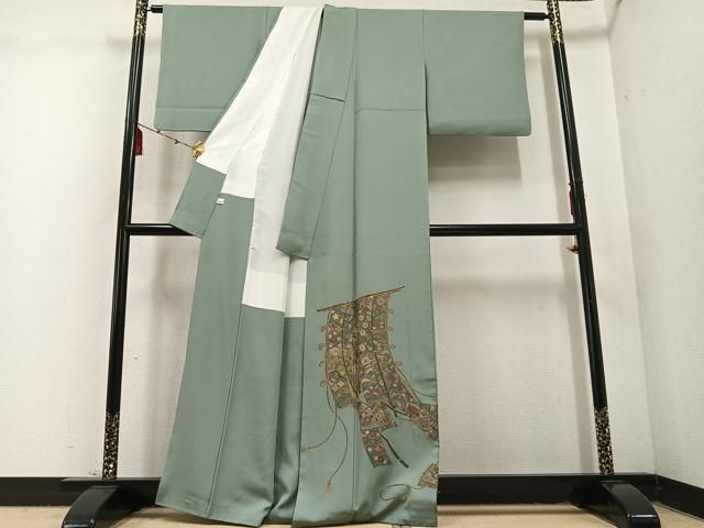 平和屋着物 豪華色留袖 刺繍 几帳檜扇花文 金糸 正絹 ph