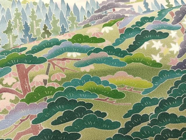  平和屋着物 十日町友禅作家 岡村蒼風 色留袖 樹林文 正絹 ph 黒留袖 着物