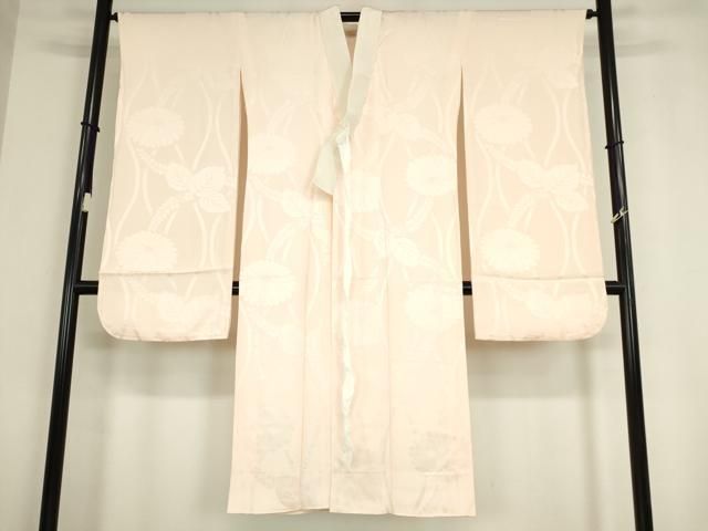 平和屋着物●振袖用長襦袢 袷 桐菊地紋 肌色 正絹 az