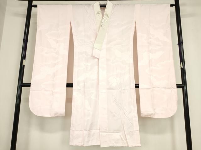 平和屋着物 振袖用長襦袢 無双仕立て 半衿刺繍 飛鶴地紋 薄桜色 洗える着物 az